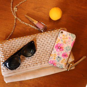 Woven Mauve Purse with Golden Chain